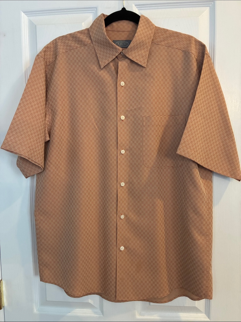 Talbots Short-Sleeve Button-Down Shirt in Orange/Tan Micro-Print